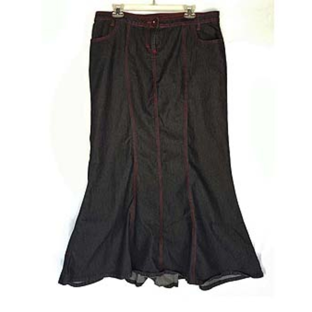 Bisou-Bisou Dark-Denim Long Mermaid Maxi Skirt 16